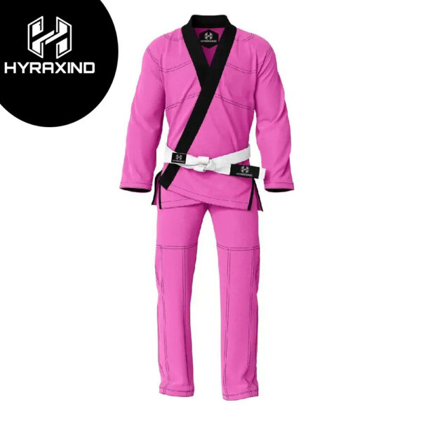 Tiger Claw Karate Uniform 8 Oz Medium Pink Black 100% Cotton